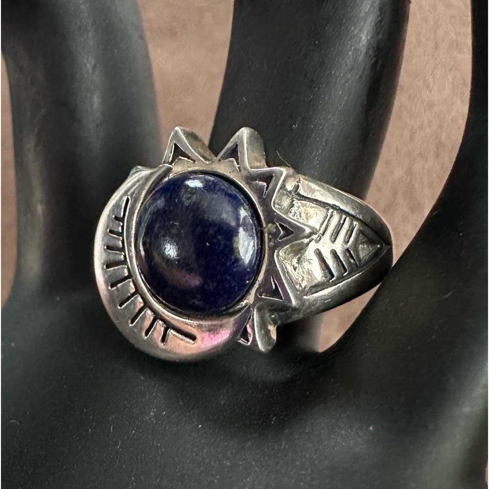 Sterling Silver and Lapis Moon and Sun Ring